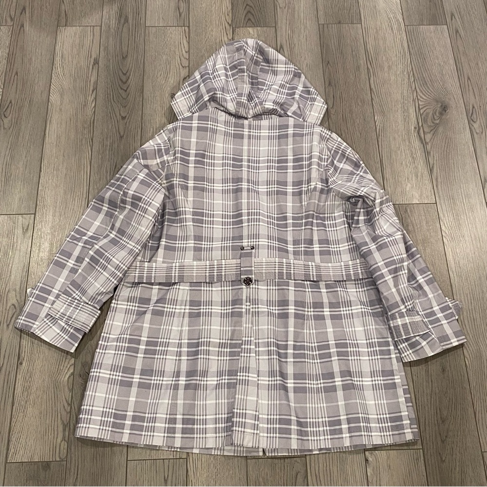 Vintage Fashion Bug Trench Coat Women’s Plus Size 1X Gray Plaid Rain Jacket - Picture 10 of 15